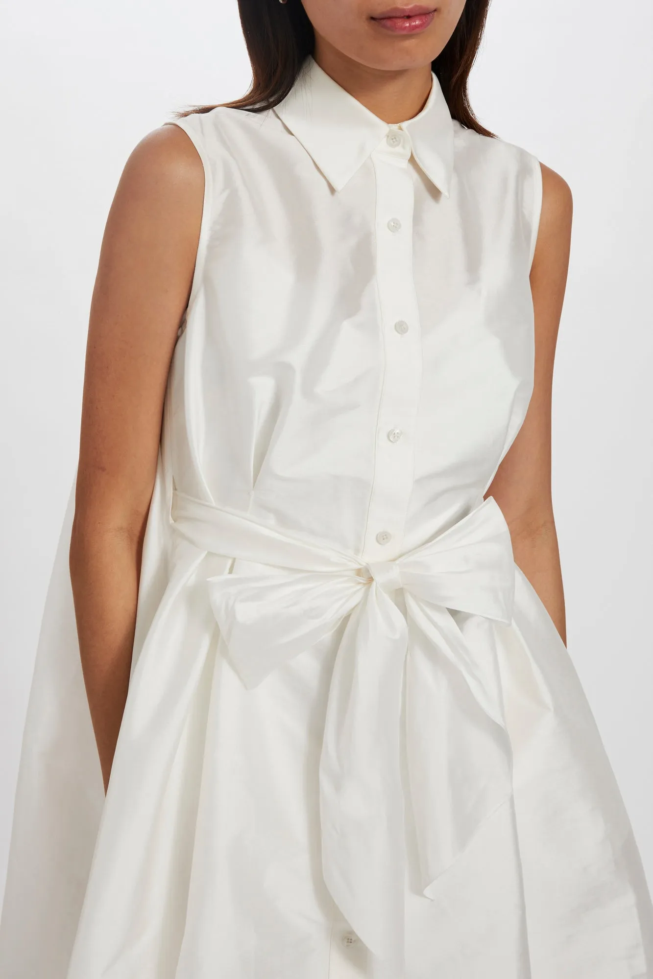 Taffeta Sash Shirt Dress sold by Amsale product image thumbnail 4