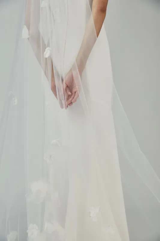 V215 - Cathedral length veil with petals sold by Amsale