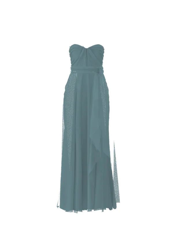 Bodice(Cerisa), Skirt(Jaycie),Belt(Sash), teal sold by Amsale