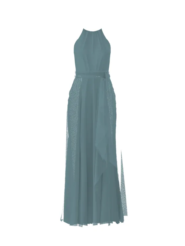 Bodice(Kyra), Skirt(Jaycie),Belt(Sash), teal sold by Amsale