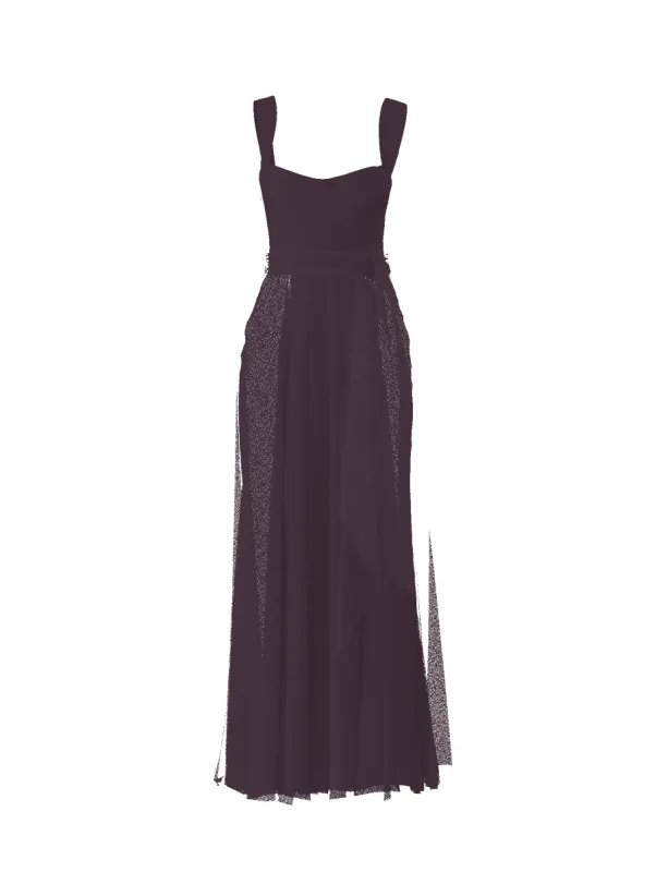 Bodice(Alexis), Skirt(Jaycie),Belt(Sash), plum sold by Amsale