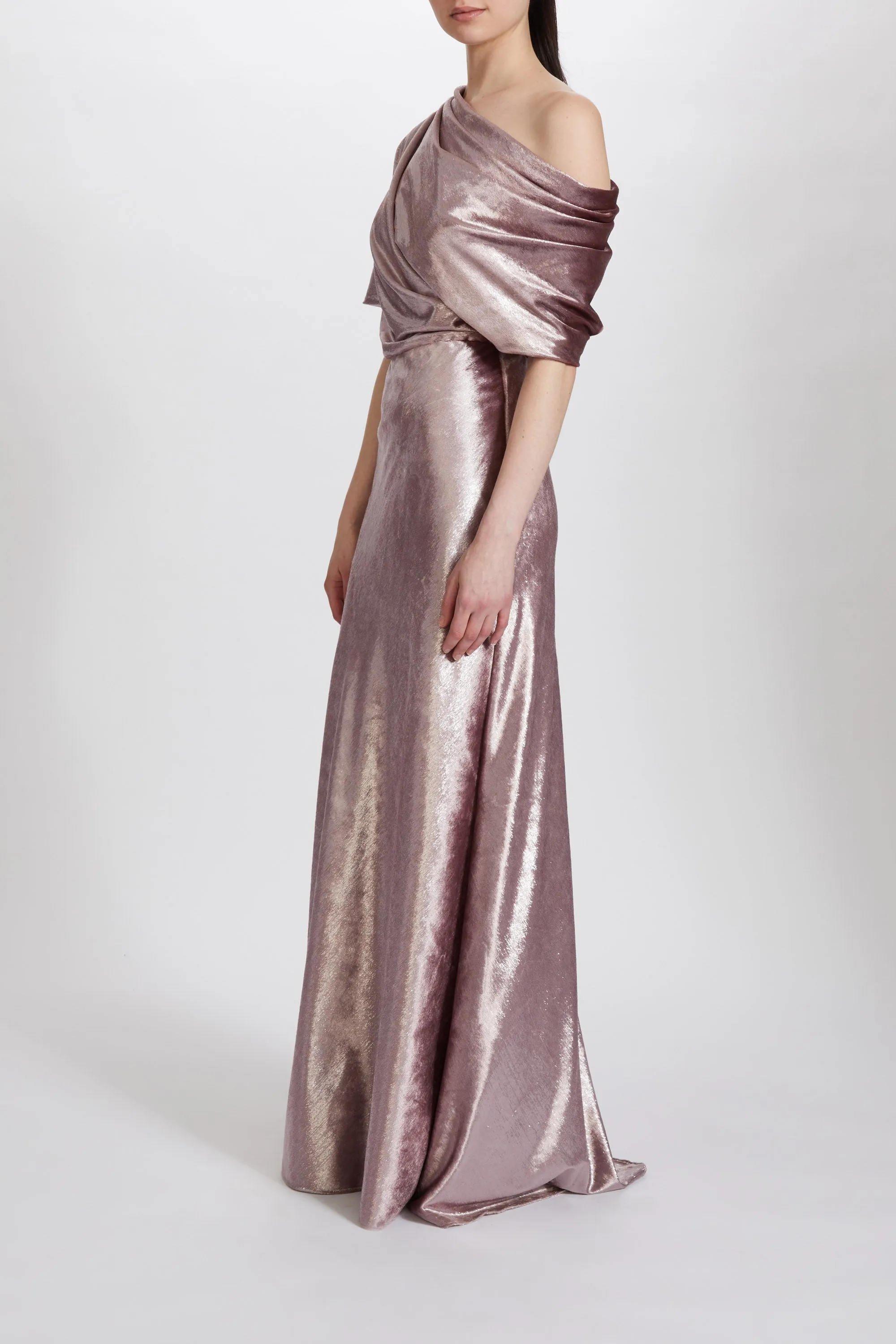 P610 - Lame Velvet Draped Slouch Gown sold by Amsale product image thumbnail 5
