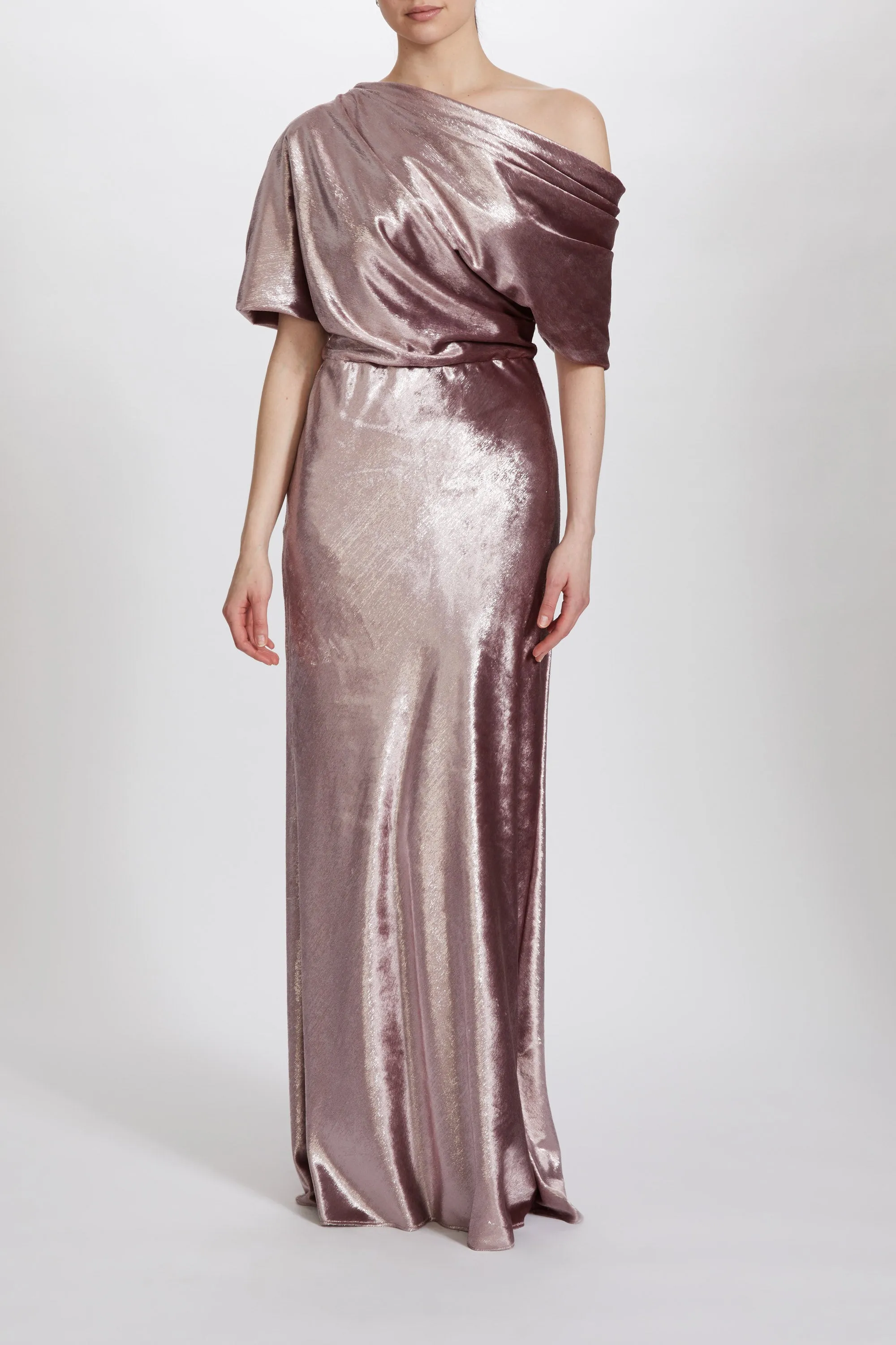 P610 - Lame Velvet Draped Slouch Gown sold by Amsale