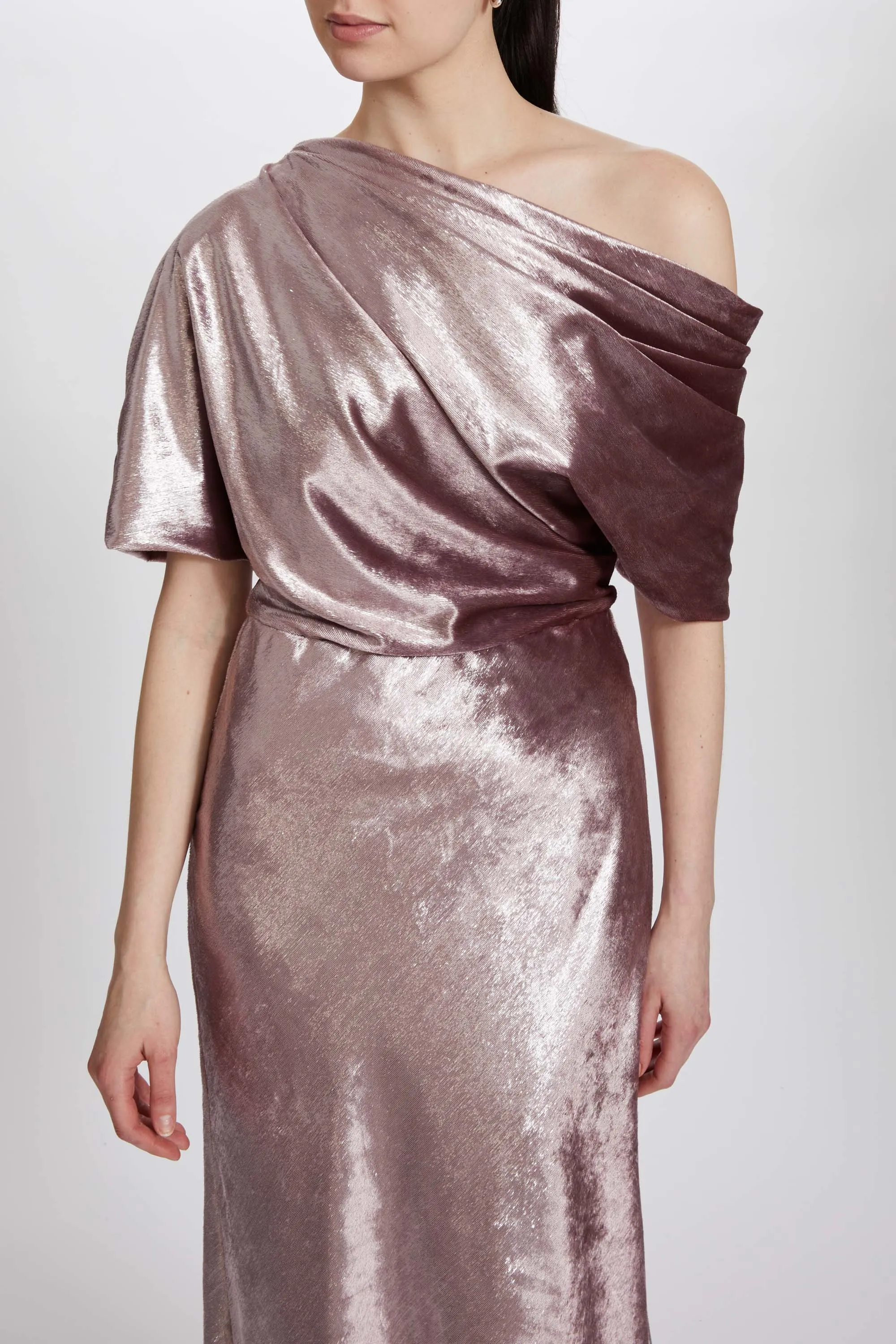 P610 - Lame Velvet Draped Slouch Gown sold by Amsale product image thumbnail 2