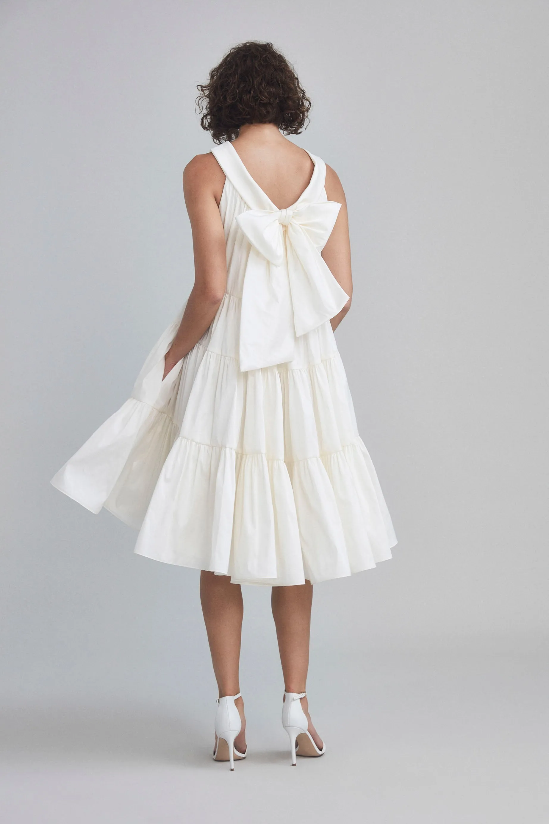 Taffeta Tiered Trapeze Dress sold by Amsale product image thumbnail 5