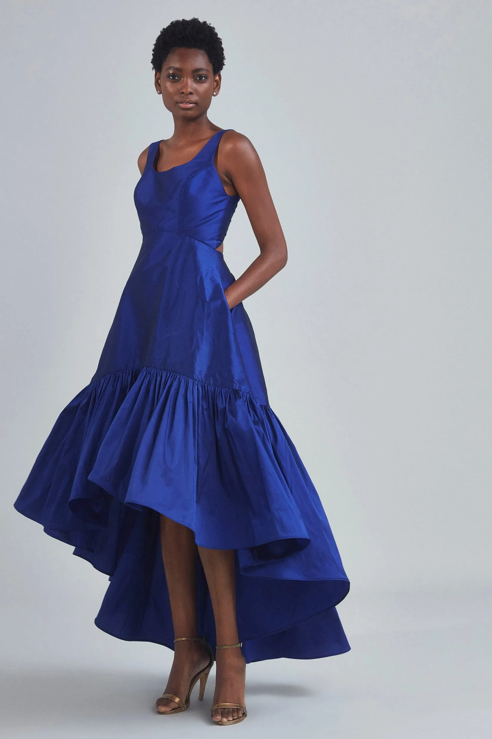 P389T - Taffeta High Low Dress - Cobalt sold by Amsale product image thumbnail 3