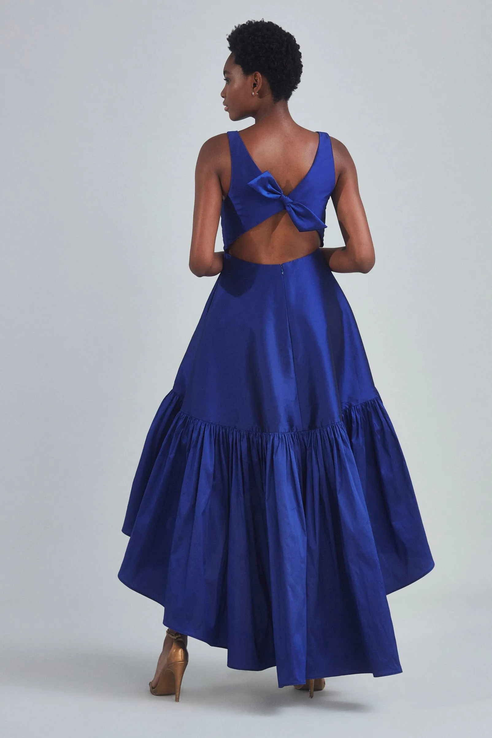 P389T - Taffeta High Low Dress - Cobalt sold by Amsale product image thumbnail 4