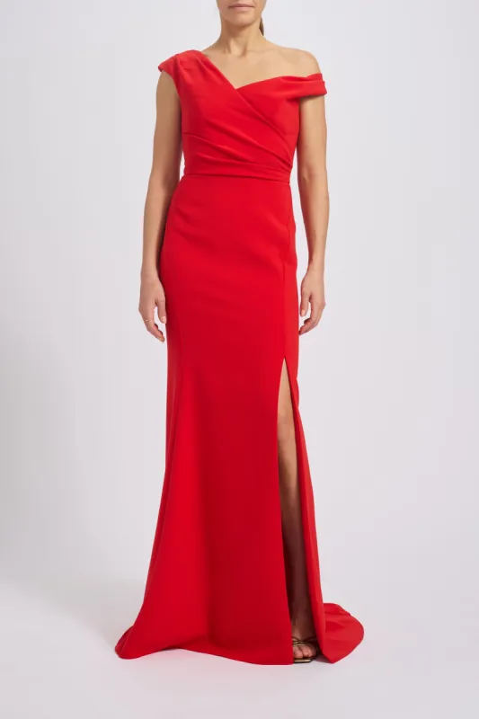 Stretch Crepe Draped Shoulder Gown sold by Amsale