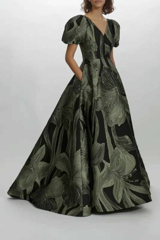 Iris Jacquard V-Neck Gown sold by Amsale