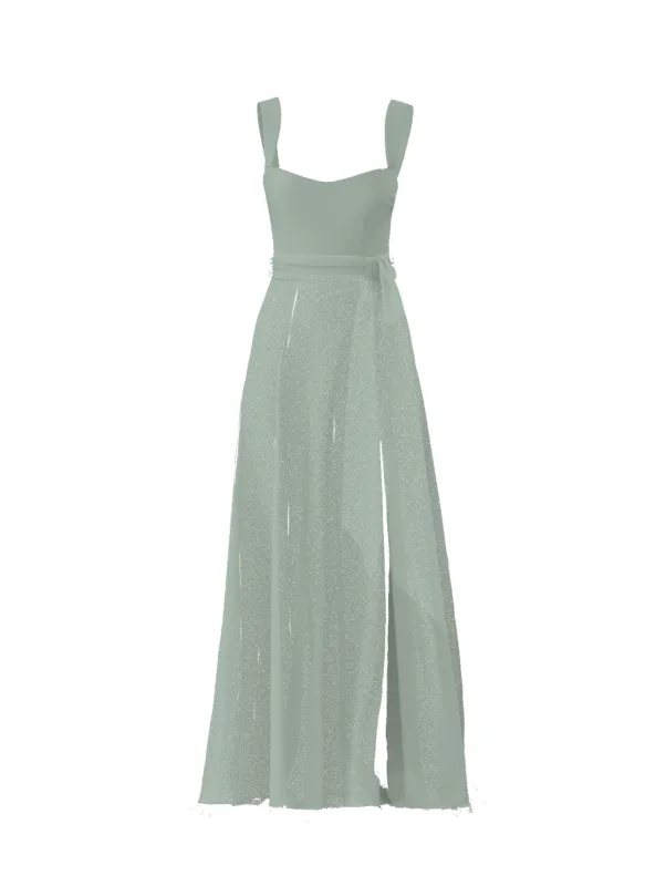 Bodice(Alexis), Skirt(Arabella),Belt(Sash), sage sold by Amsale