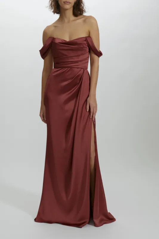 Off-the-Shoulder Draped Gown made by Amsale