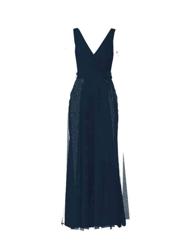 Bodice(Ava), Skirt(Jaycie),Belt(Sash), navy sold by Amsale