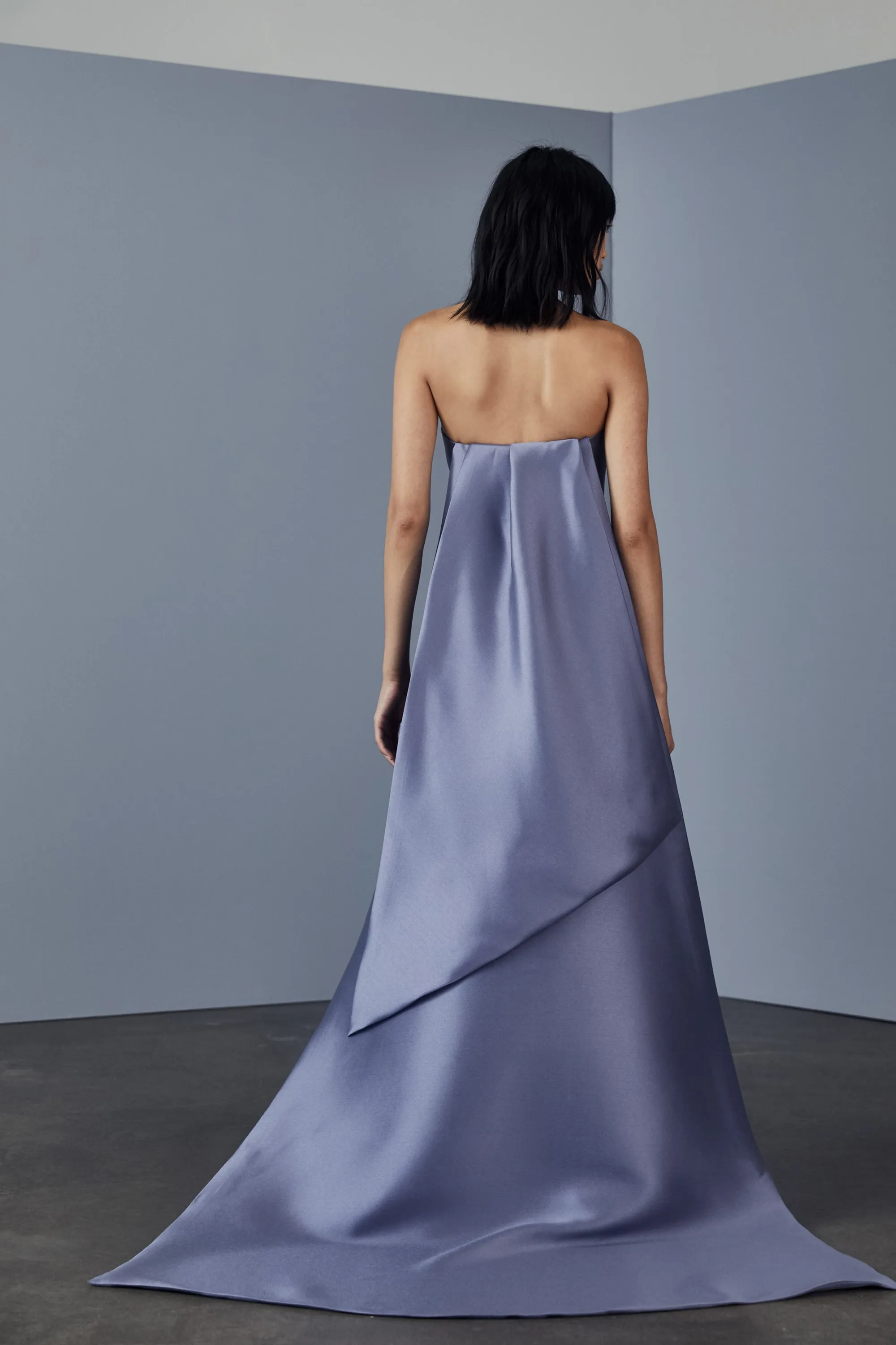 P371M - Mikado strapless gown - Smoke sold by Amsale product image thumbnail 4