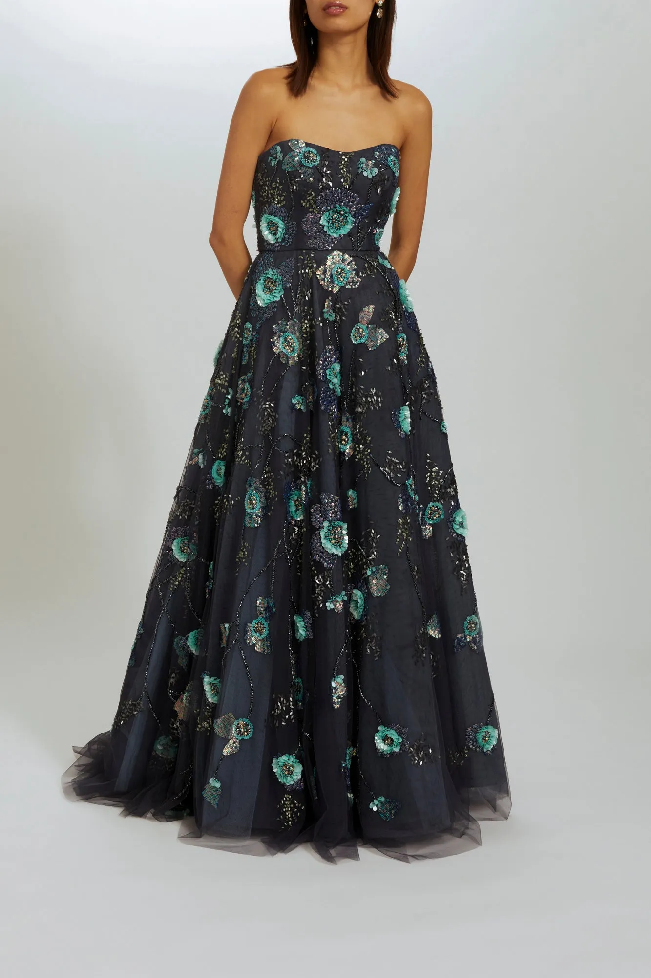P539 - Hand-beaded floral gown sold by Amsale product image thumbnail 4