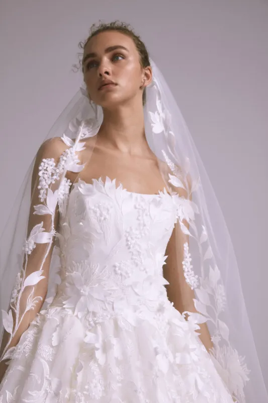 AVA817 - Embellished Floral Veil sold by Amsale