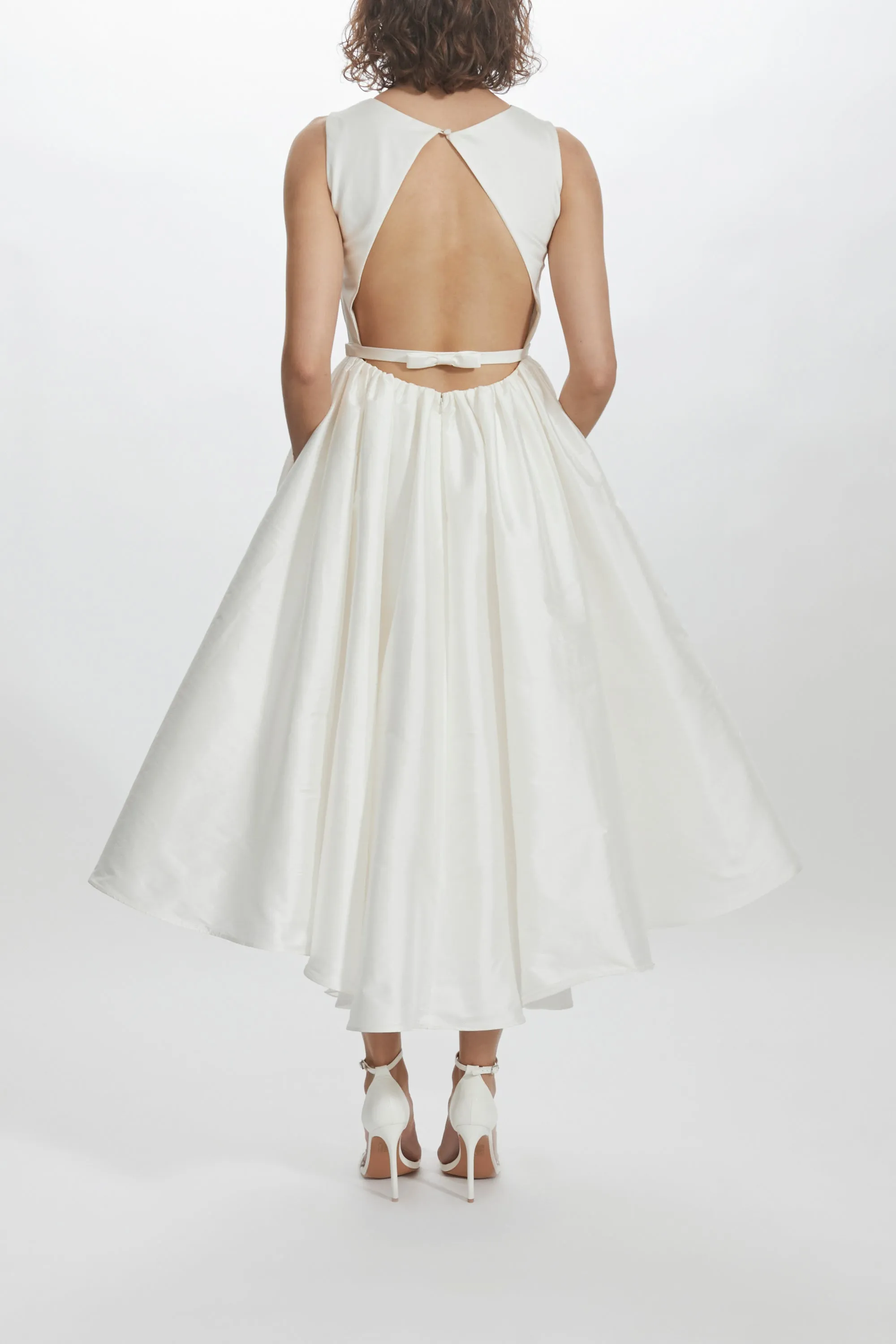 Taffeta Boat Neck Dress sold by Amsale product image thumbnail 4