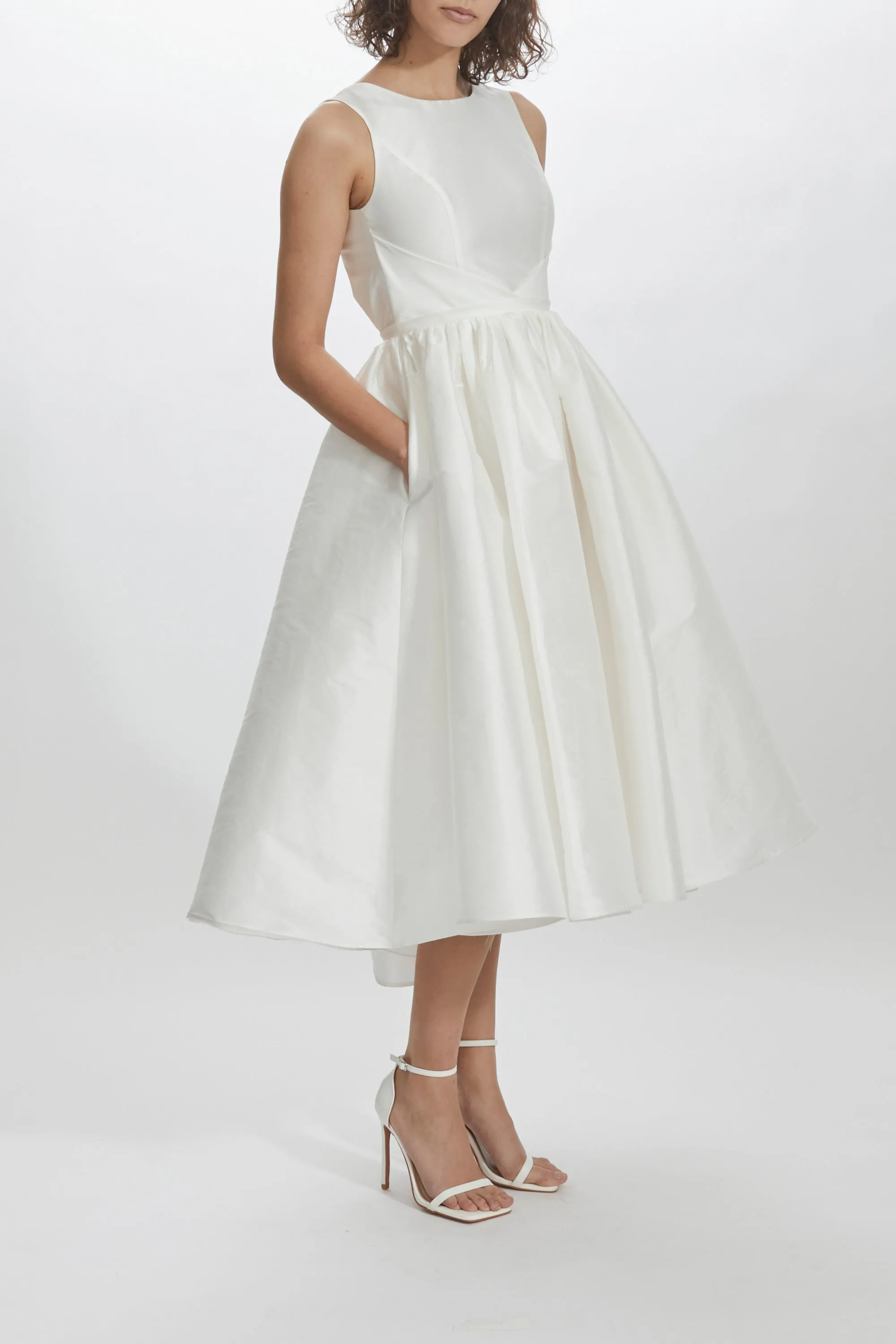Taffeta Boat Neck Dress sold by Amsale product image thumbnail 3
