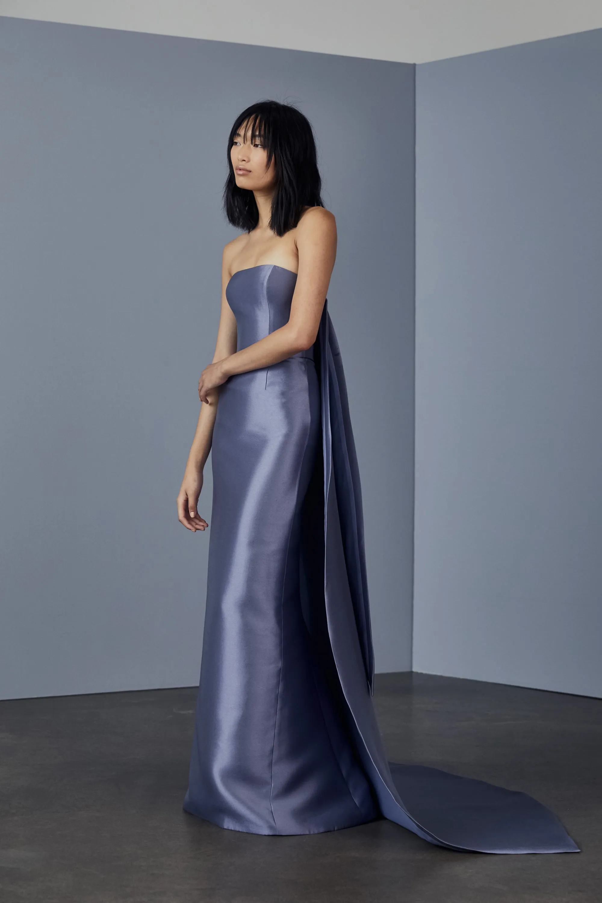 Mikado Strapless Gown with Watteau sold by Amsale product image thumbnail 3