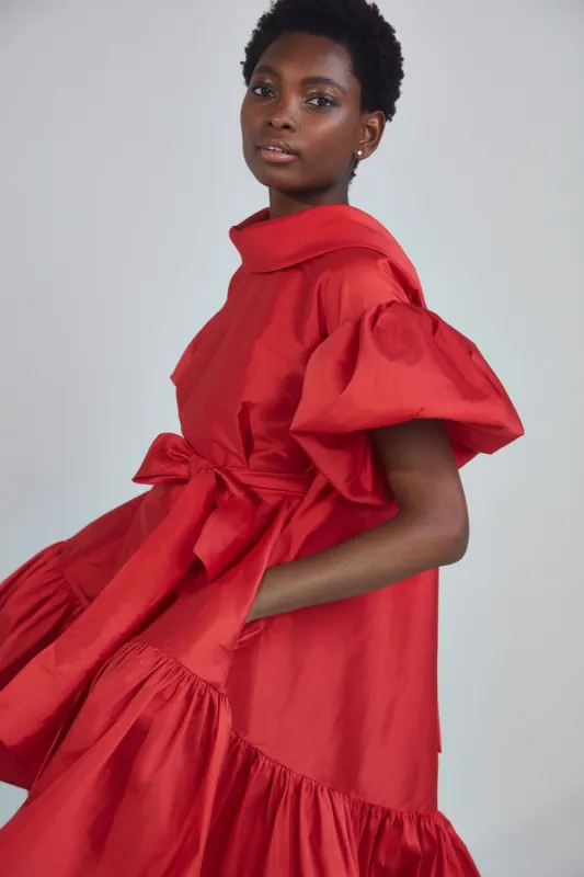 P388T - Taffeta Trapeze Dress - Marigold sold by Amsale