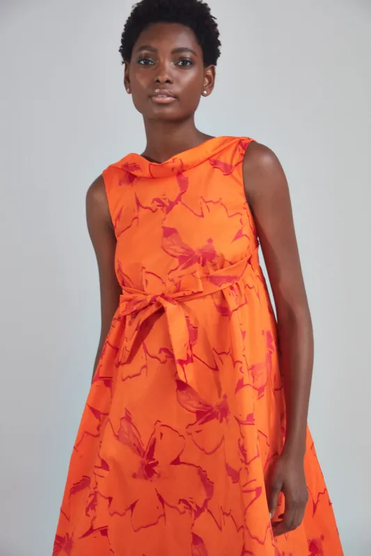 P407J - Jacquard Trapeze Dress - Orange sold by Amsale