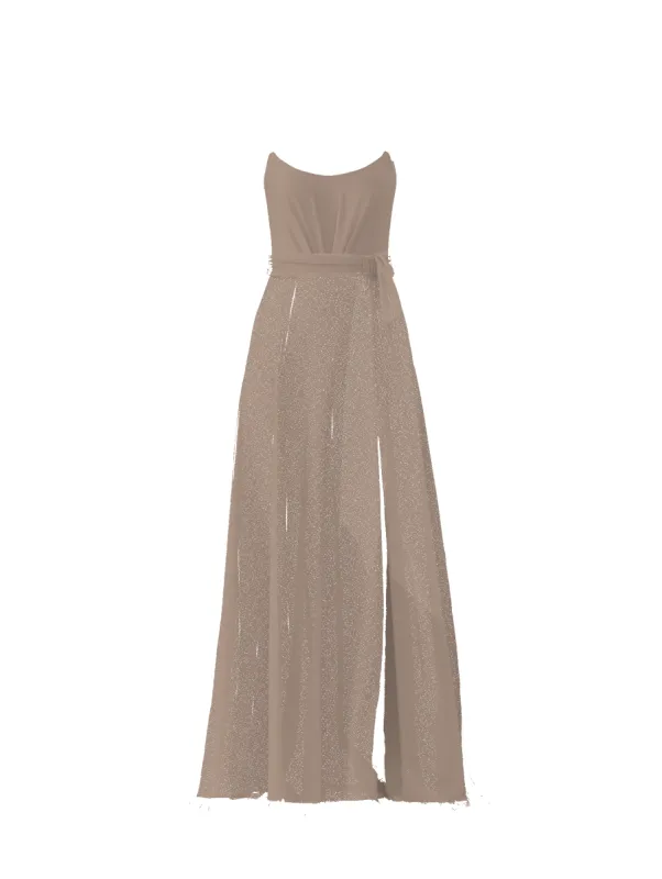Bodice(Campbell), Skirt(Arabella),Belt(Sash), latte sold by Amsale