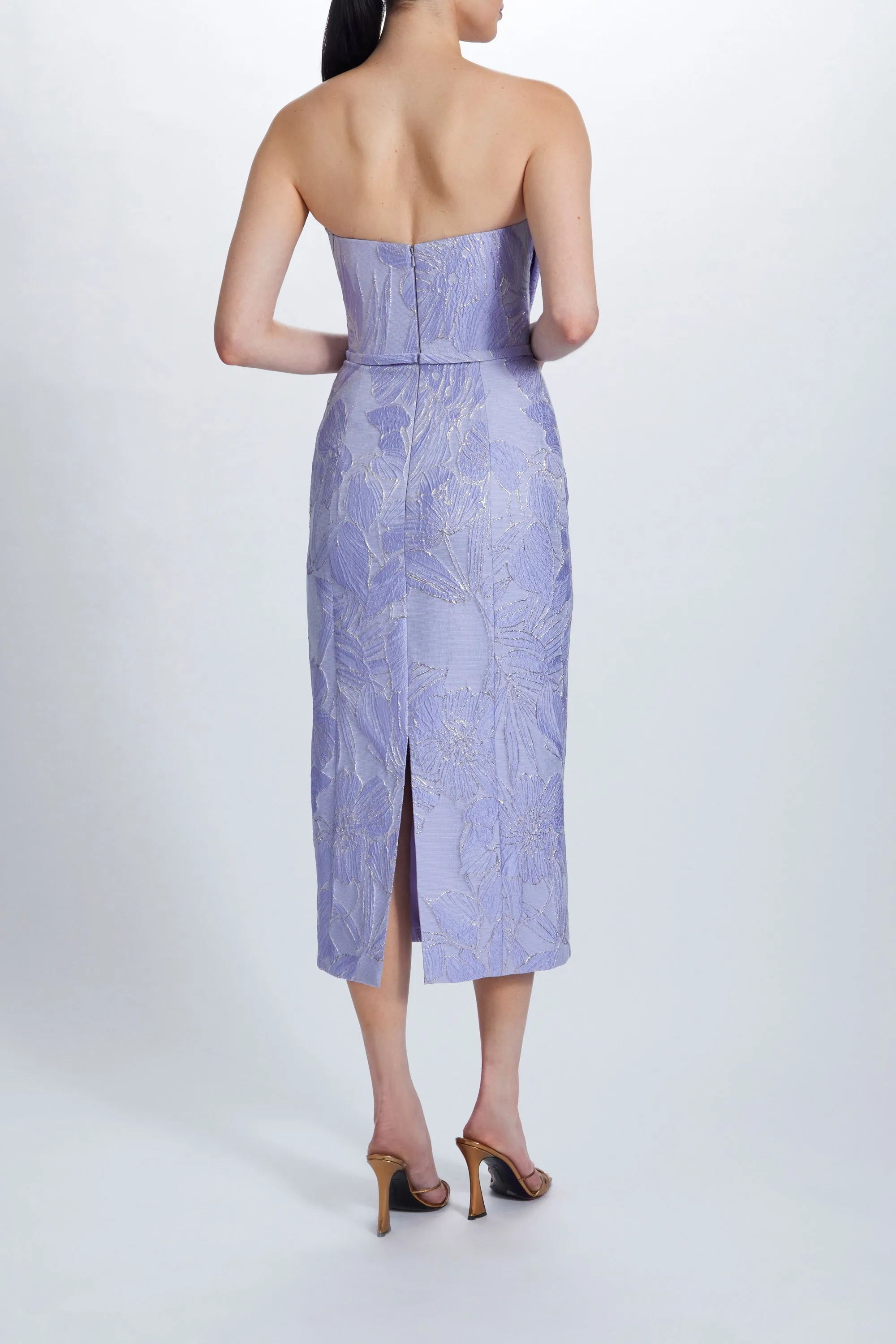Floral Jacquard Tea-Length Dress sold by Amsale product image thumbnail 3