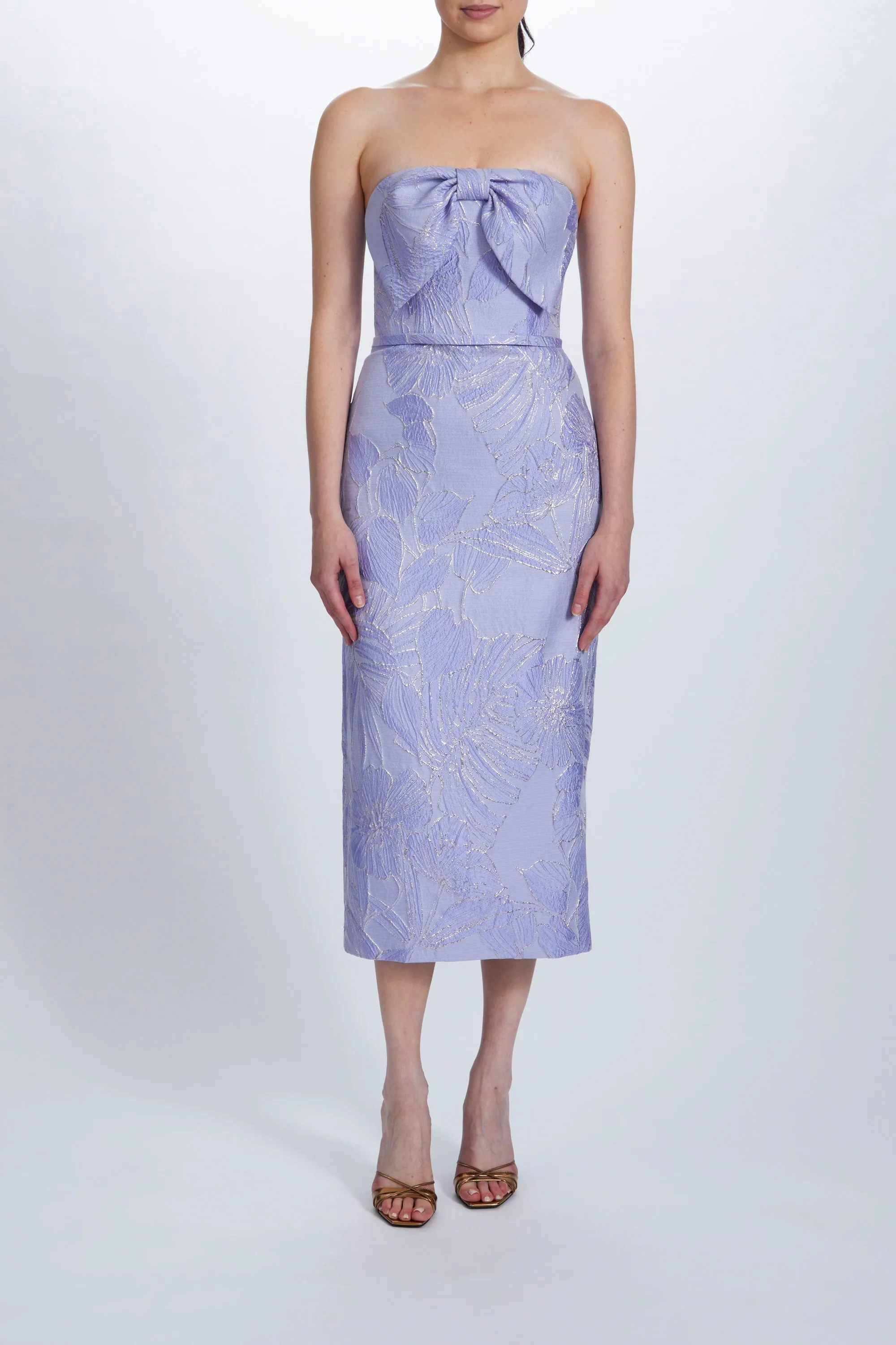 Floral Jacquard Tea-Length Dress sold by Amsale product image thumbnail 2