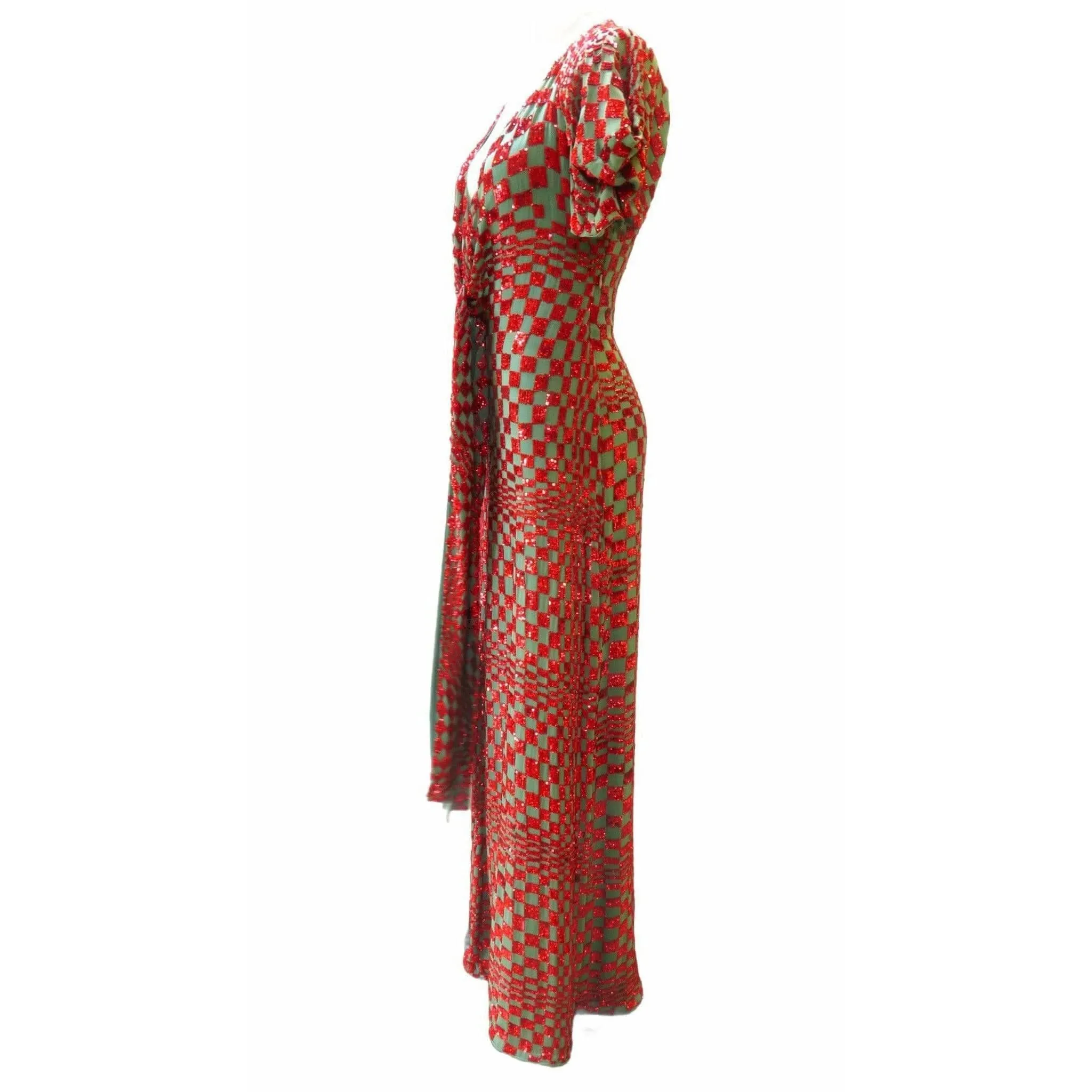 Red Sequin Harlequin Gown sold by Anastasia product image thumbnail 2