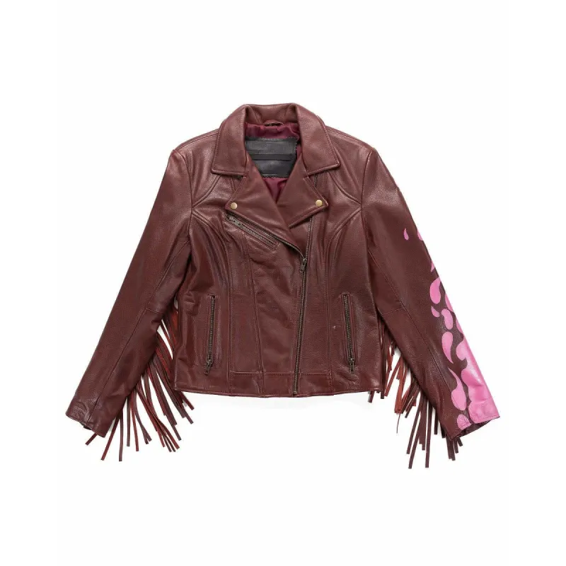 Leather Tassel Biker Jacket sold by Anastasia
