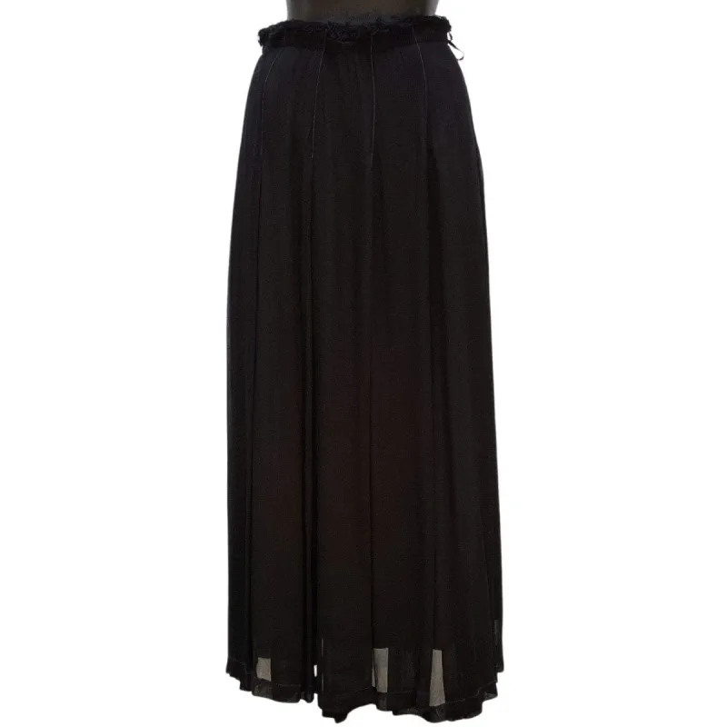 Comme des Garçons Pleated Skirt - Black Rayon Frayed made by Anastasia