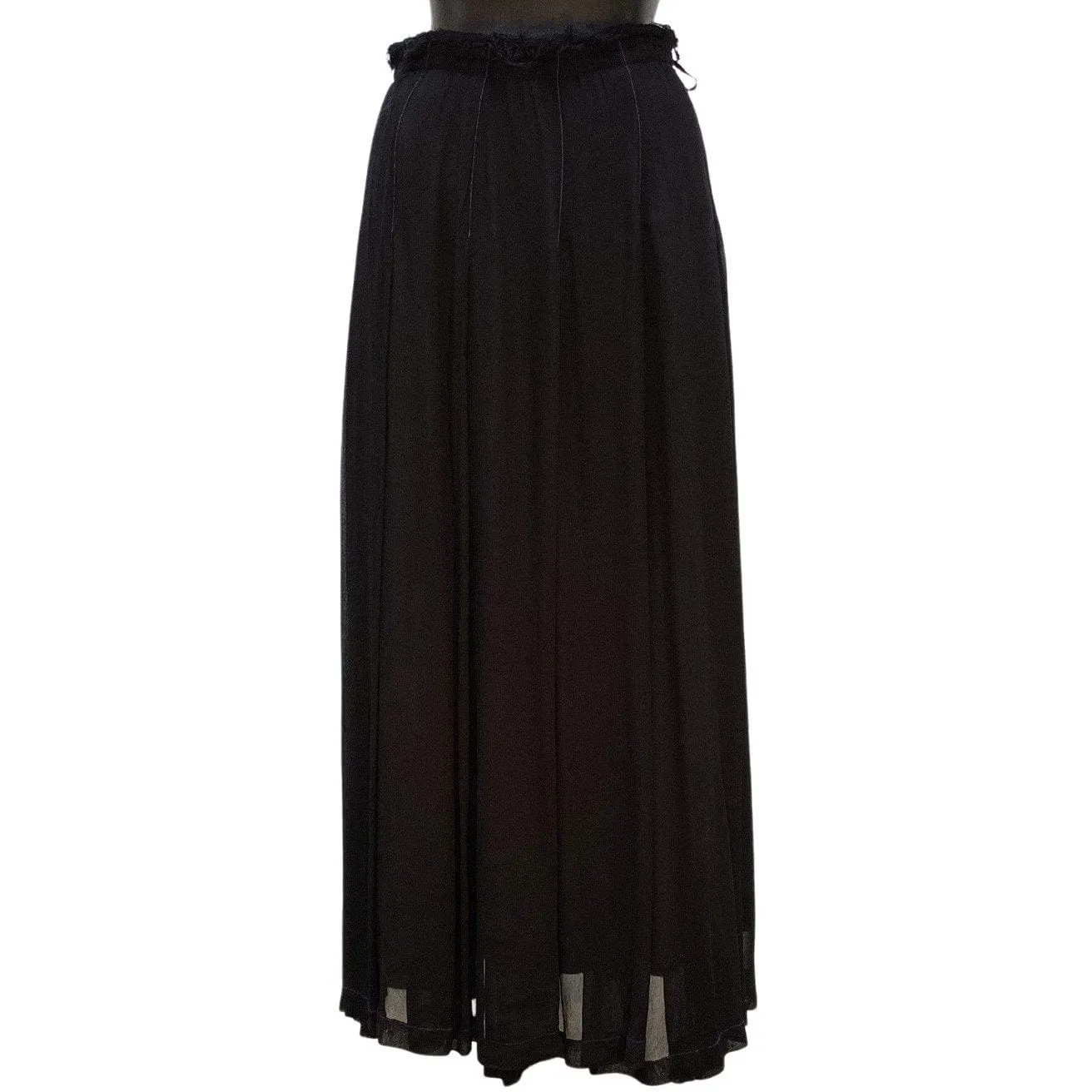 Comme des Garçons Pleated Skirt - Black Rayon Frayed sold by Anastasia