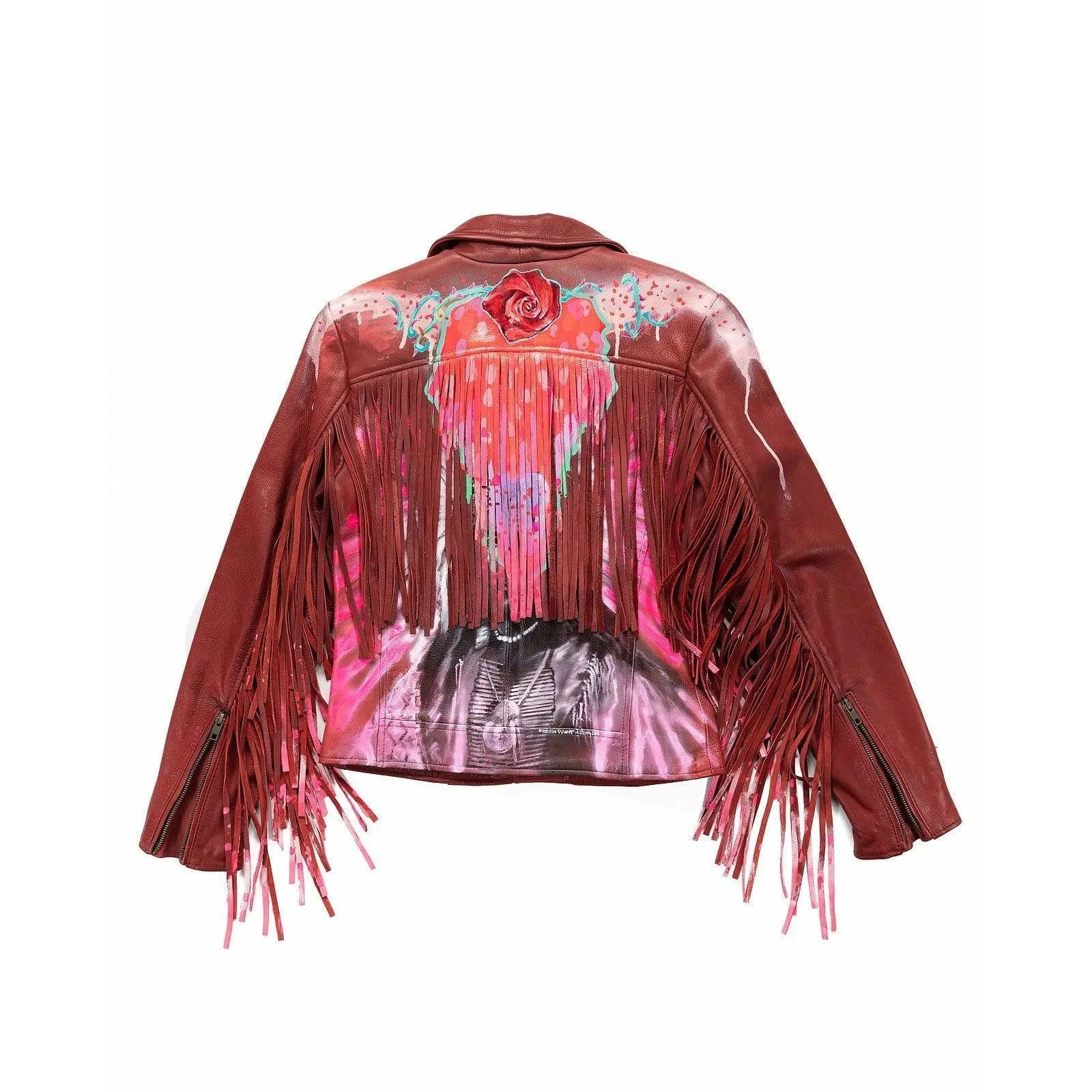 Leather Tassel Biker Jacket sold by Anastasia product image thumbnail 2