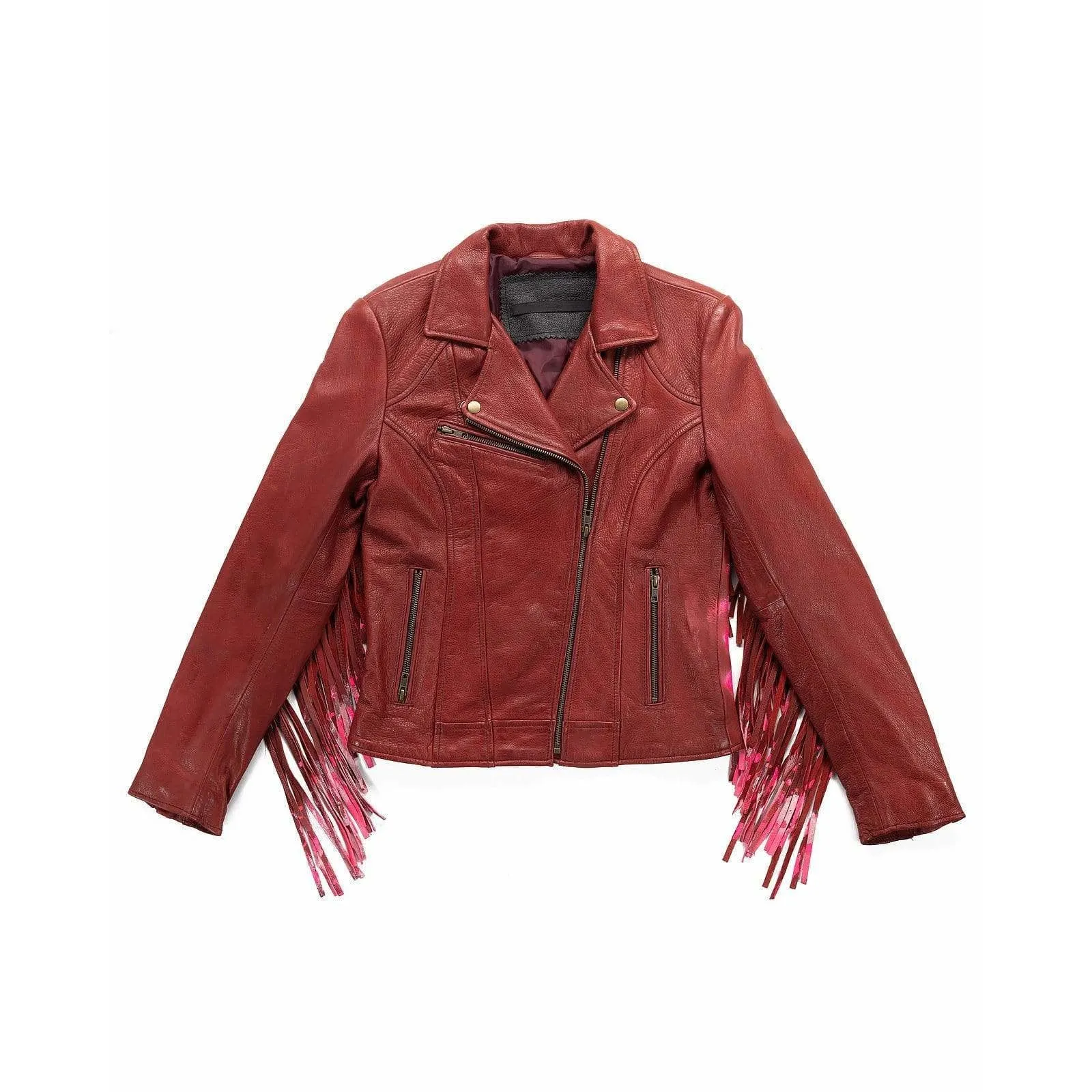 Leather Tassel Biker Jacket sold by Anastasia