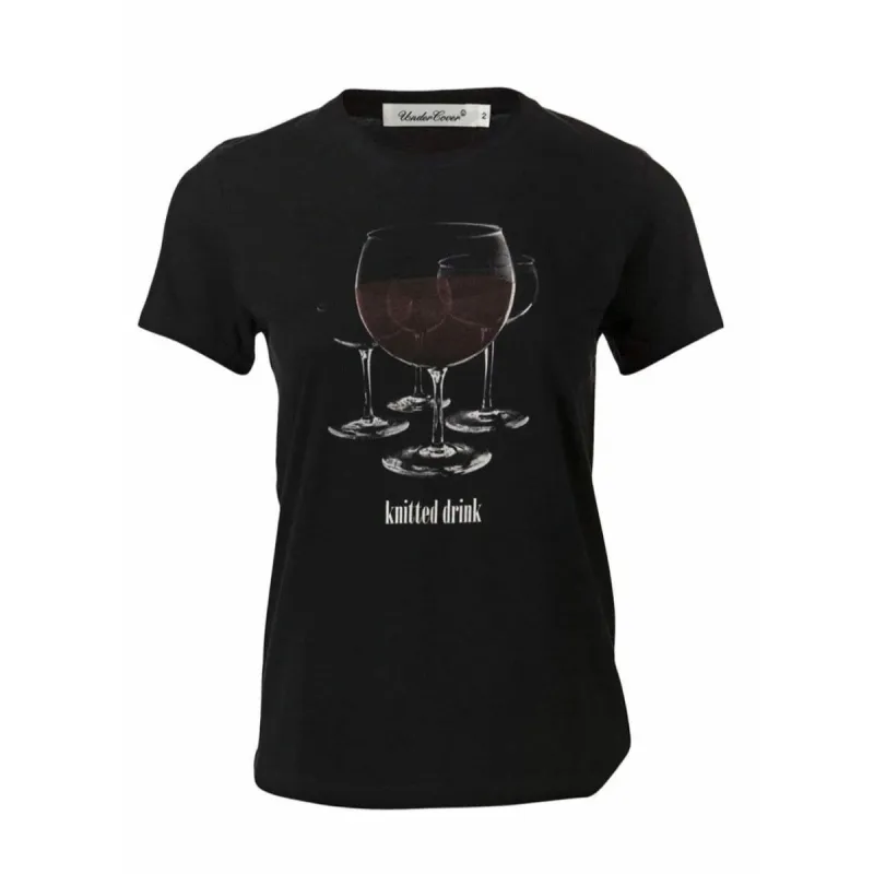 Undercover 'Kitted Drink' Black Cotton T-Shirt sold by Anastasia