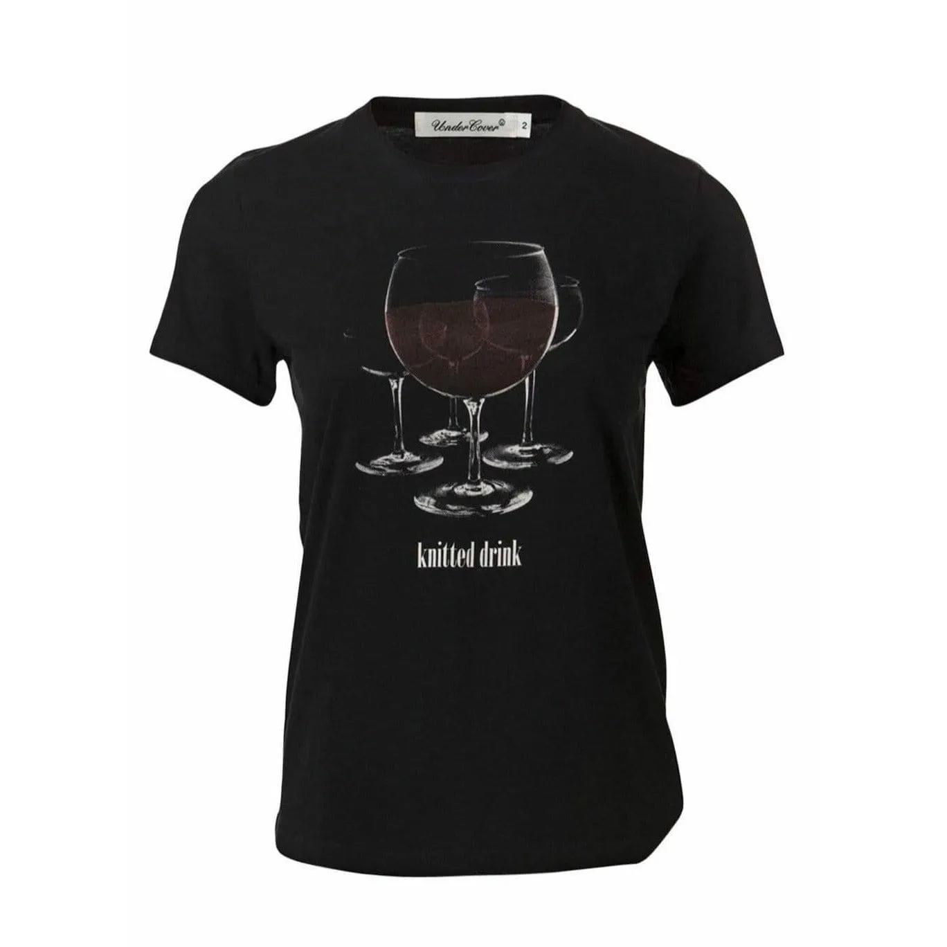 Undercover 'Kitted Drink' Black Cotton T-Shirt - Graphic Crew Neck sold by Anastasia