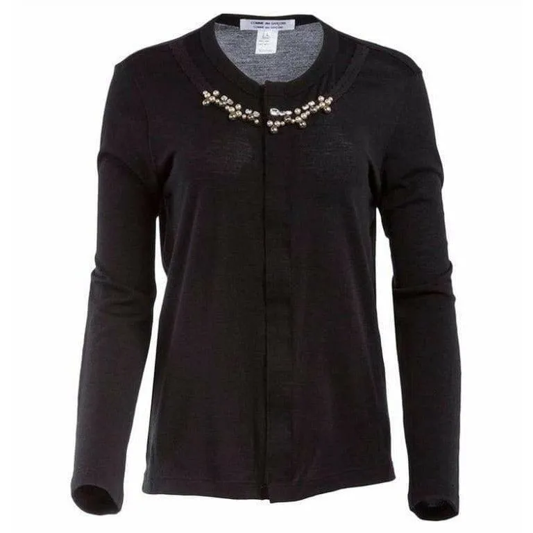 Comme des Garçons Wool Cardigan - Black Pearl Embellished sold by Anastasia