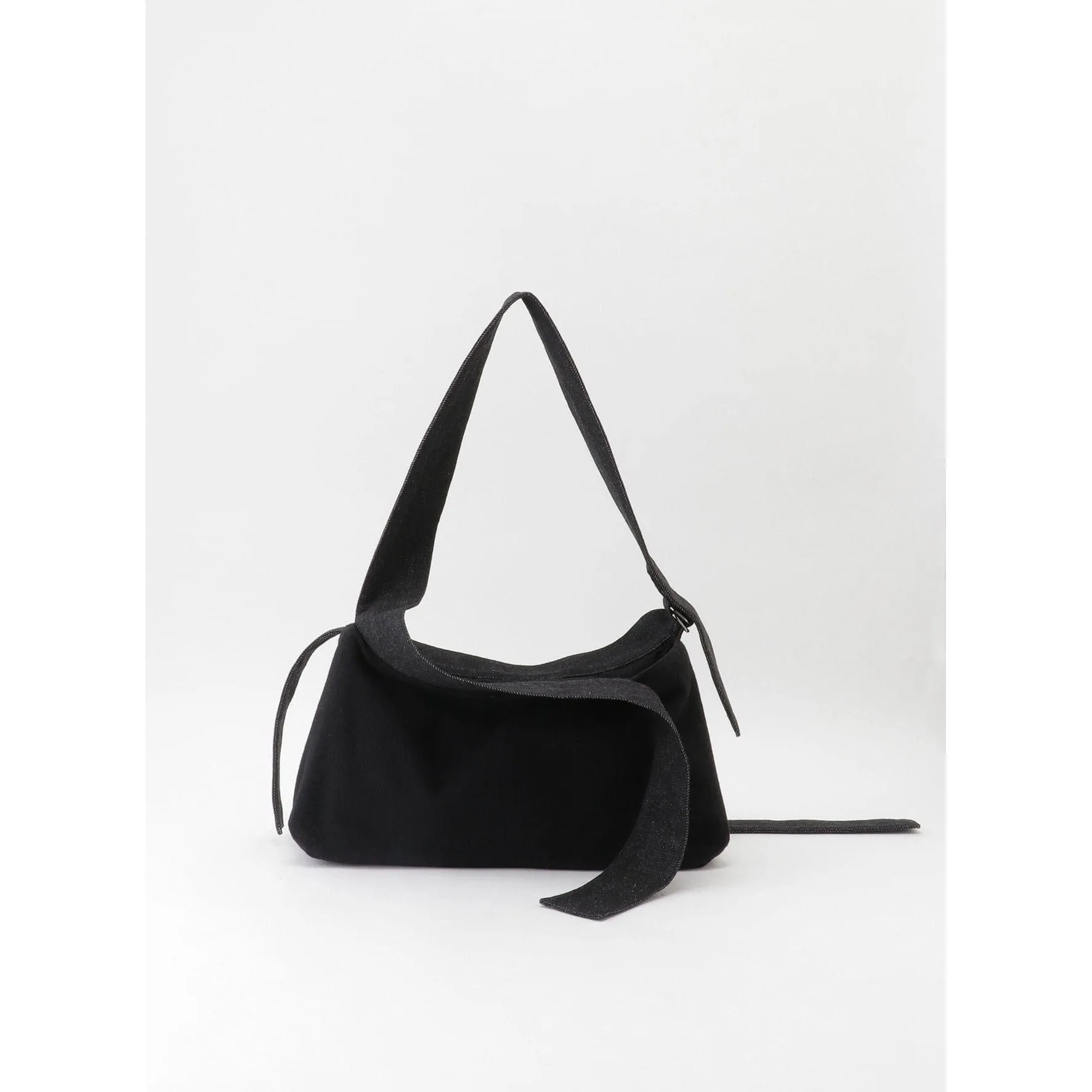 Yohji Yamamoto Belt Shoulder Bag - Black Wool Denim Strap sold by Anastasia