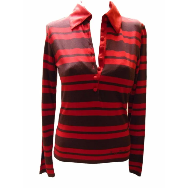 Jean Paul Gaultier Red Stripe Long Sleeve Polo made by Anastasia