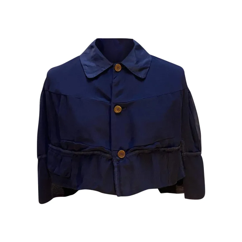 Comme des Garçons Capelet - Navy Cropped Button Down made by Anastasia