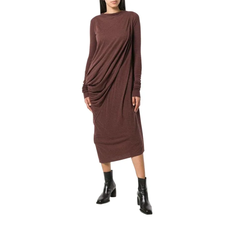 Rick Owens Lilies Side Drape Knit Dress - Asymmetric Wool Viscose sold by Anastasia