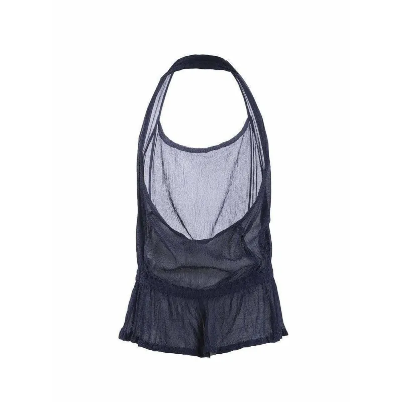 COMME DES GARÇONS Halter Top - Navy Sheer Cotton made by Comme des Garcons