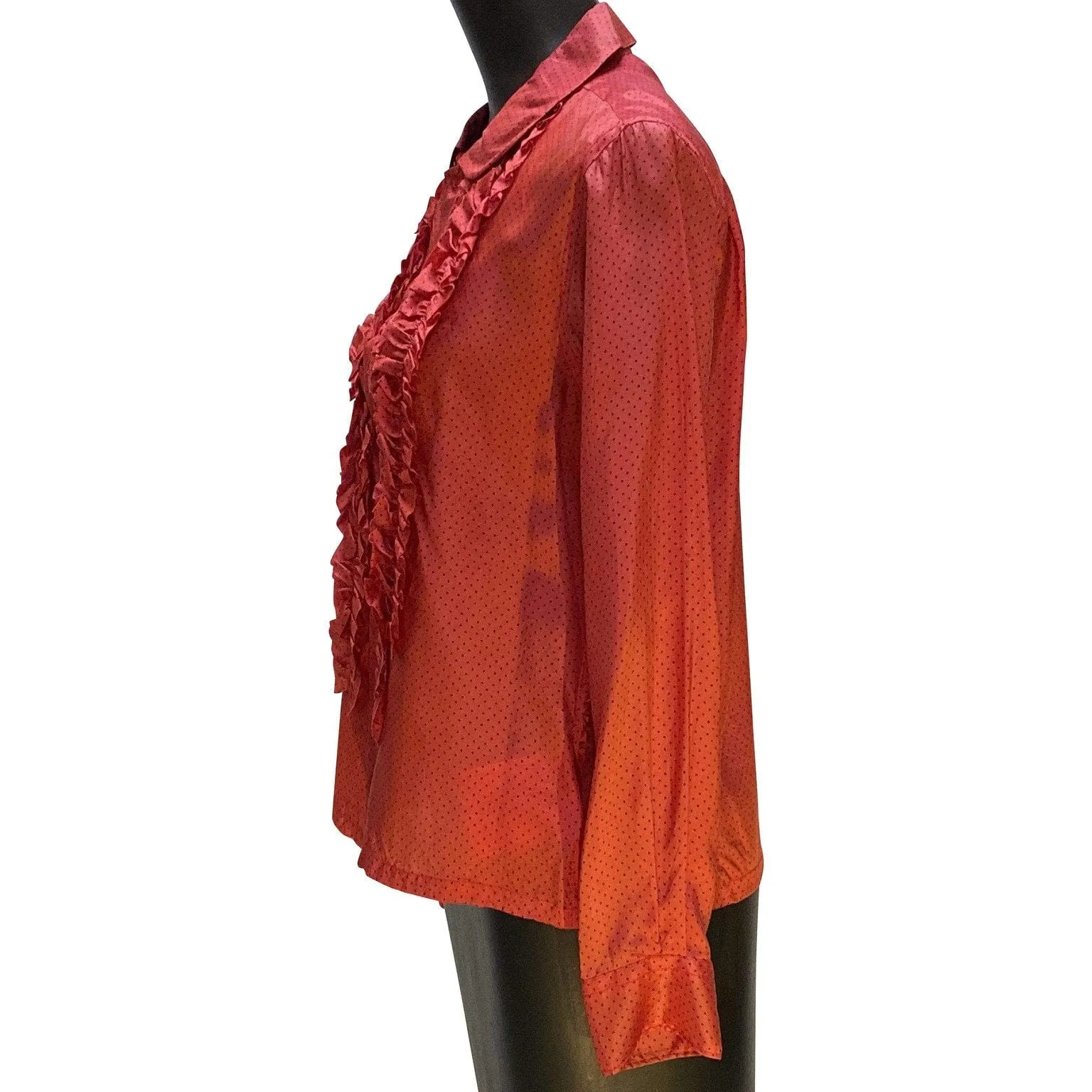 CDG Button Down Top - Coral Polka Dot Rayon sold by Anastasia product image thumbnail 2