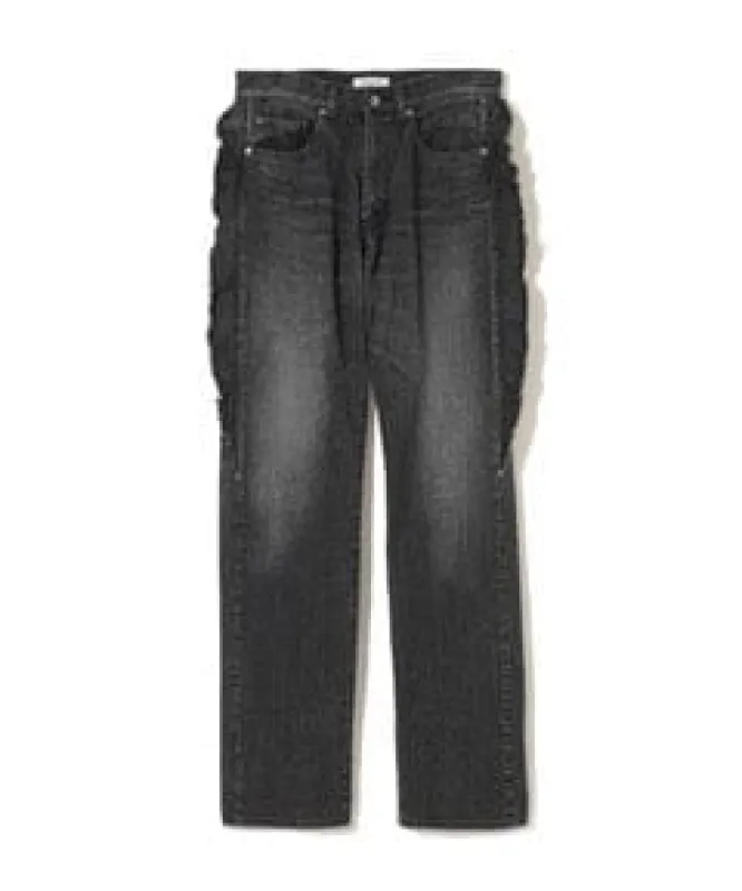 Undercover Frayed Denim Ruffle Pants - Distressed Designer Jeans sold by Anastasia