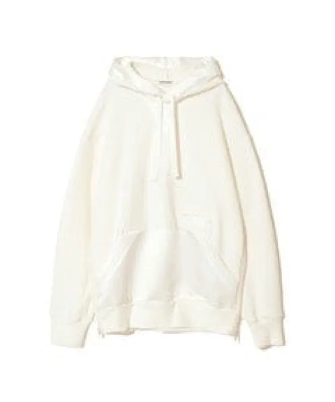 Oversized Brushed Cotton Hoodie with White Satin Lining by Undercover made by Anastasia