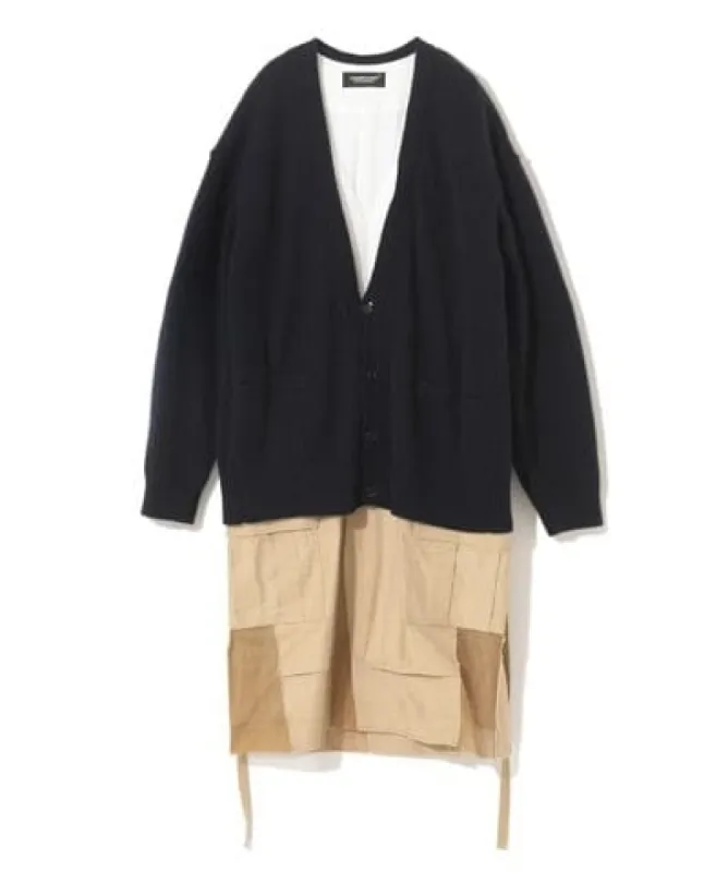 Undercover Navy/Khaki multilayer Coat sold by Anastasia