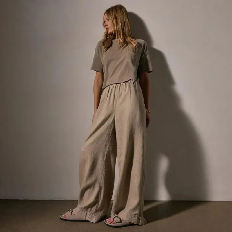 James Perse Lightweight Linen Wide Leg Pant sold by Anastasia
