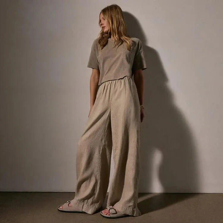 James Perse Lightweight Linen Wide Leg Pant sold by Anastasia