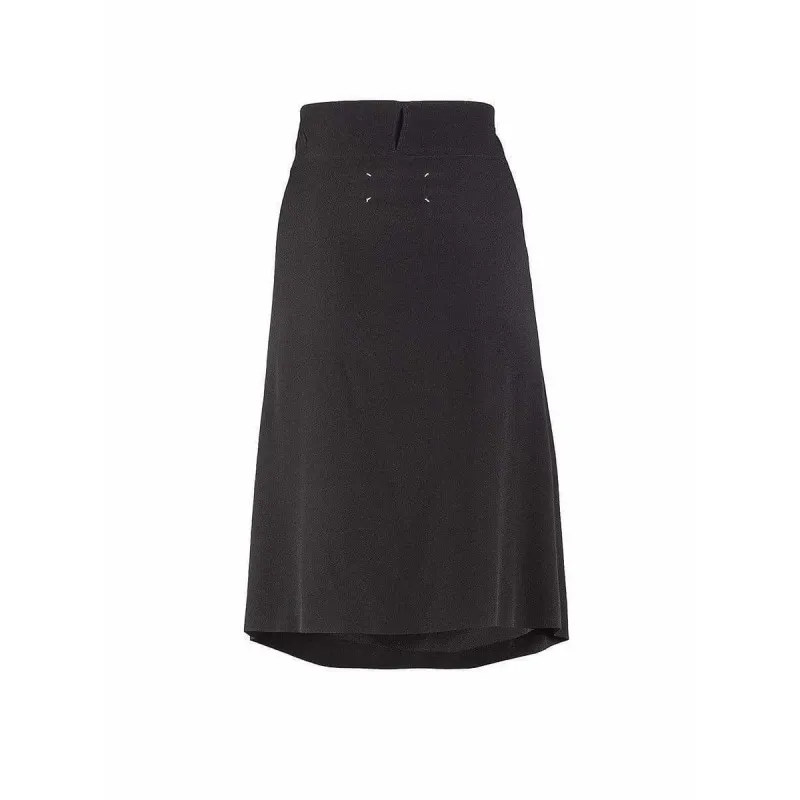 Maison Martin Margiela Midi Skirt - Polyester Elastic Waist Black sold by Anastasia
