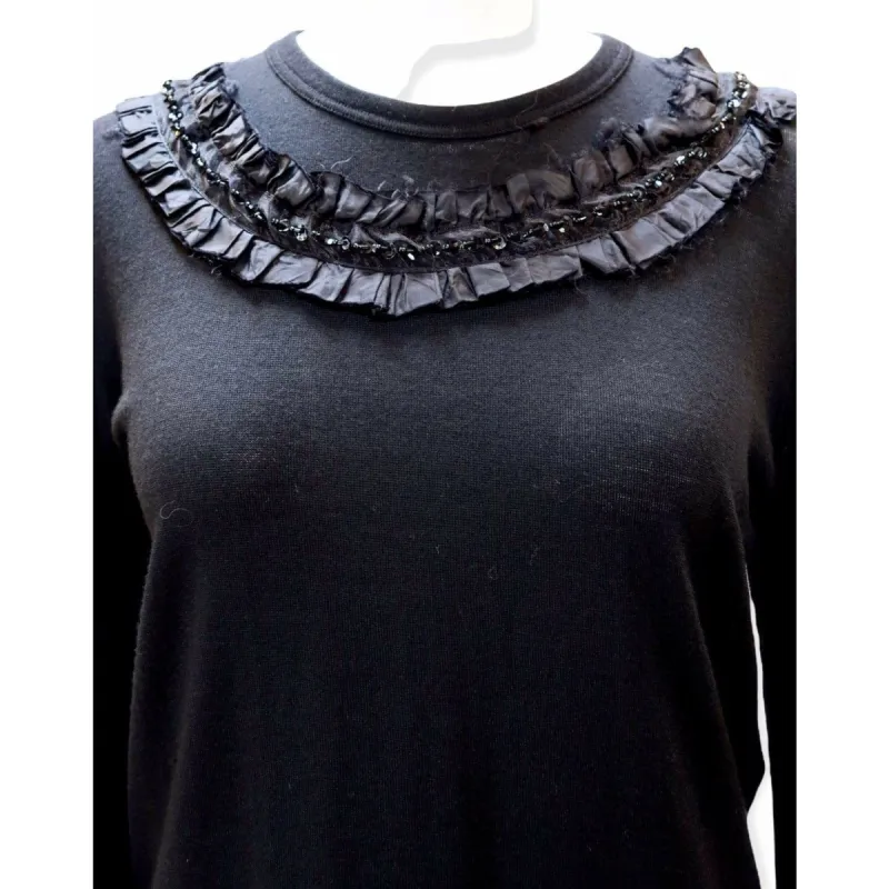 Comme des Garçons Sequin Top - Black Wool Ruffle made by Anastasia