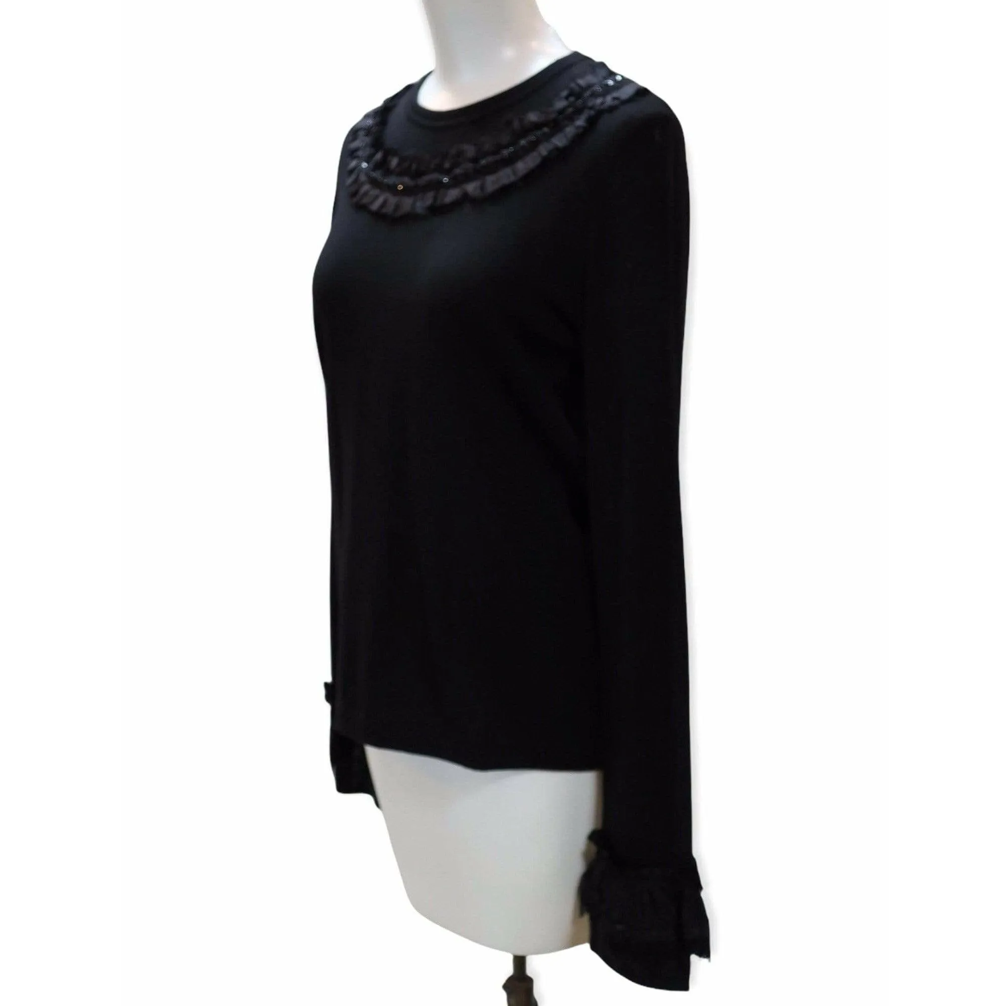 Comme des Garçons Sequin Top - Black Wool Ruffle sold by Anastasia product image thumbnail 2